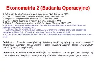 ekonometria 2 badania operacyjne