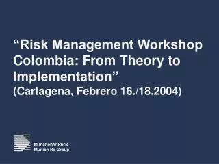 risk management workshop colombia from theory to implementation cartagena febrero 16 18 2004