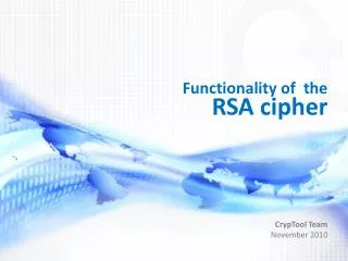 Functionality of the RSA cipher