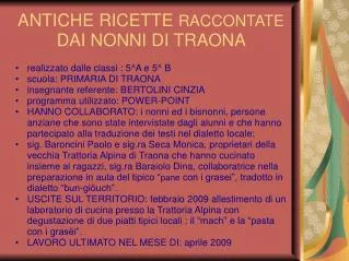 antiche ricette raccontate dai nonni di traona