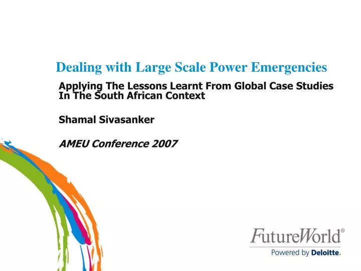 dealing with large scale power emergencies