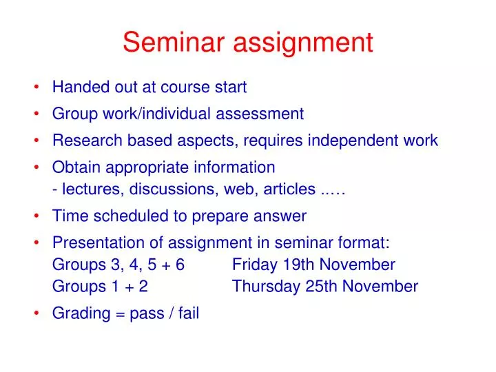 seminar assignment