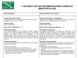 F-25 CHECK LIST DE DOCUMENTOS PARA CONSULTA (BIBLIOTECA) 541