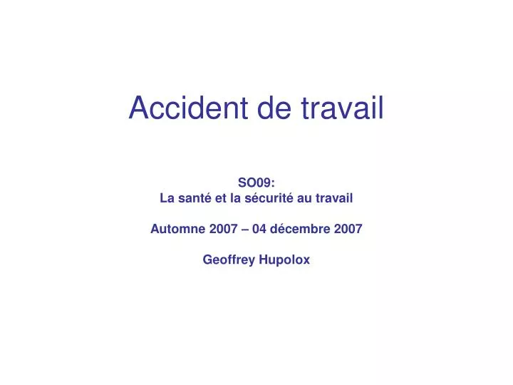 accident de travail