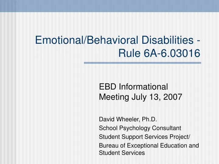 emotional behavioral disabilities rule 6a 6 03016