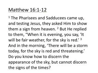 Matthew 16:1-12