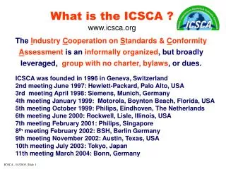 What is the ICSCA ? icsca