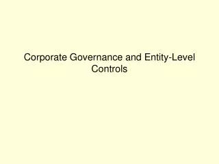 Corporate Governance and Entity-Level Controls