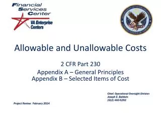 Allowable and Unallowable Costs