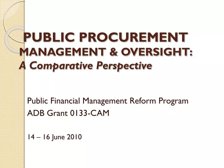 public procurement management oversight a comparative perspective