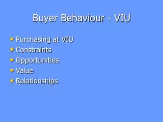 Buyer Behaviour - VIU