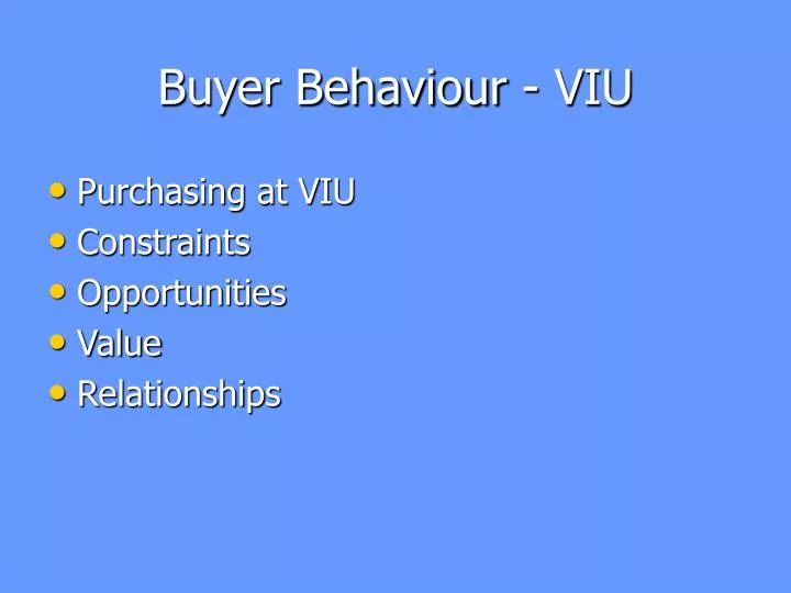 buyer behaviour viu