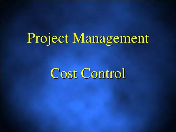 project management cost control