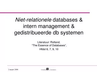 niet relationele d atabase s intern management gedistribueerde db systemen