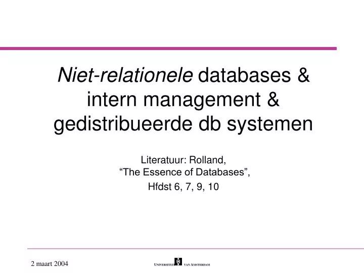 niet relationele d atabase s intern management gedistribueerde db systemen