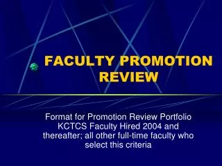 FACULTY PROMOTION REVIEW
