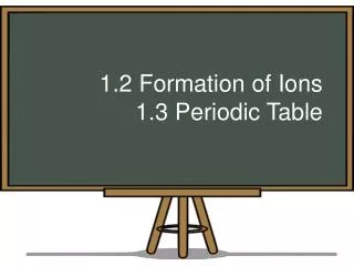 1.2 Formation of Ions 1.3 Periodic Table