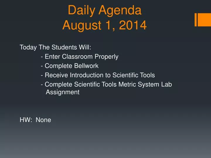 daily agenda august 1 2014