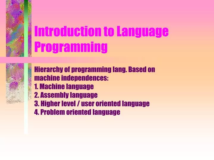 introduction to language programming