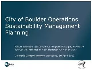 City of Boulder Operations Sustainability Management Planning