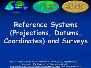 Reference Systems (Projections, Datums, Coordinates) and Surveys