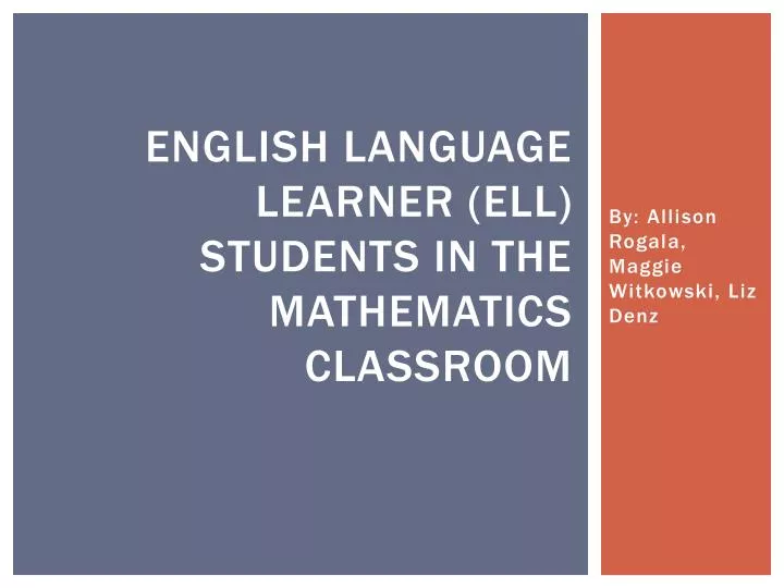 english language learner ell students in the mathematics classroom