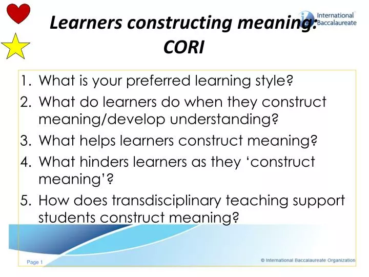 learners constructing meaning cori