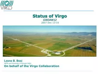 Status of Virgo GWDAW12 2007 Dec 13-16