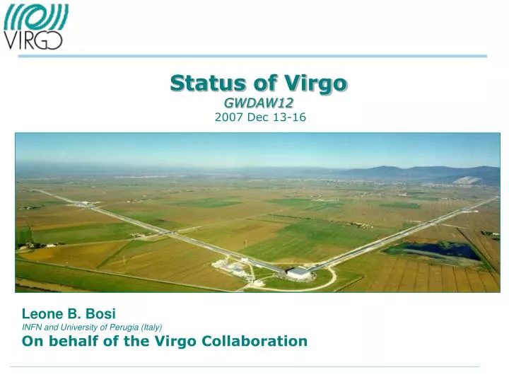 status of virgo gwdaw12 2007 dec 13 16