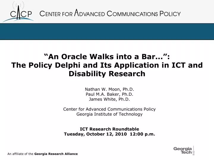 an oracle walks into a bar the policy delphi and its application in ict and disability research