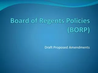 Board of Regents Policies (BORP)