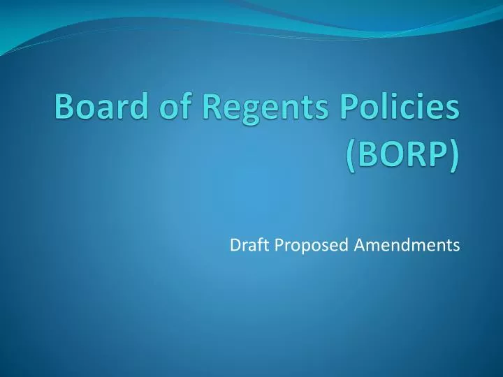 board of regents policies borp