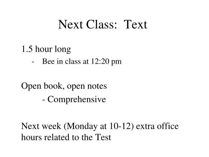 next class text