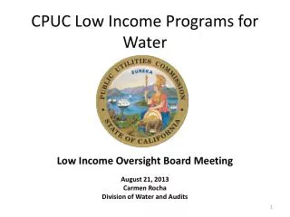 CPUC Low Income Programs for Water