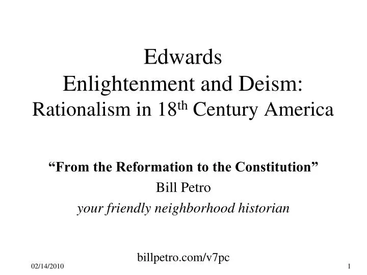 edwards enlightenment and deism rationalism in 18 th century america
