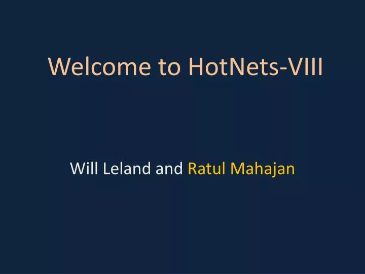 welcome to hotnets viii
