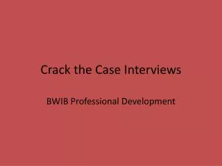 Crack the Case Interviews