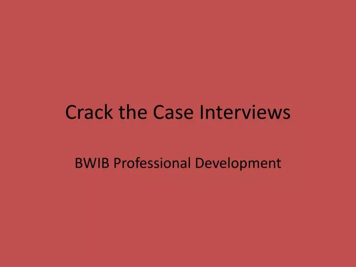 crack the case interviews
