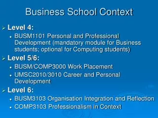 Business School Context