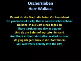 Kennst du die Stadt, die heisst Oschersleben?