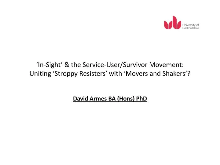 in sight the service user survivor movement uniting stroppy resisters with movers and shakers