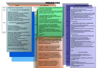 Acreditaciones y entrega de Dossier ACTO DE INAUGURACIÓN Y PRESENTACIÓN Palabras de inauguración