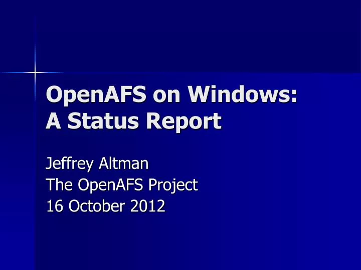openafs on windows a status report