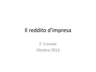 il reddito d impresa