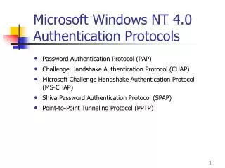 Microsoft Windows NT 4.0 Authentication Protocols