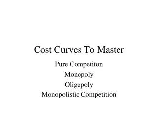 Cost Curves To Master