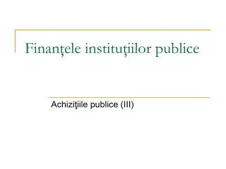 finan ele institu iilor publice