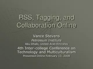 RSS, Tagging, and Collaboration Online