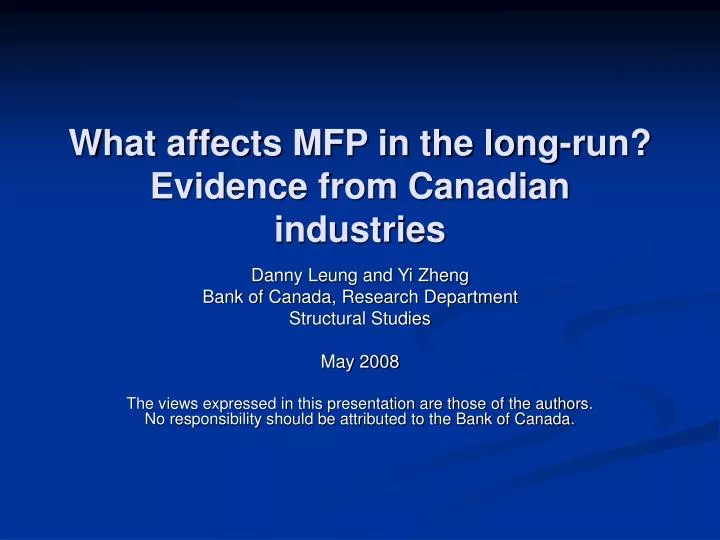 what affects mfp in the long run evidence from canadian industries