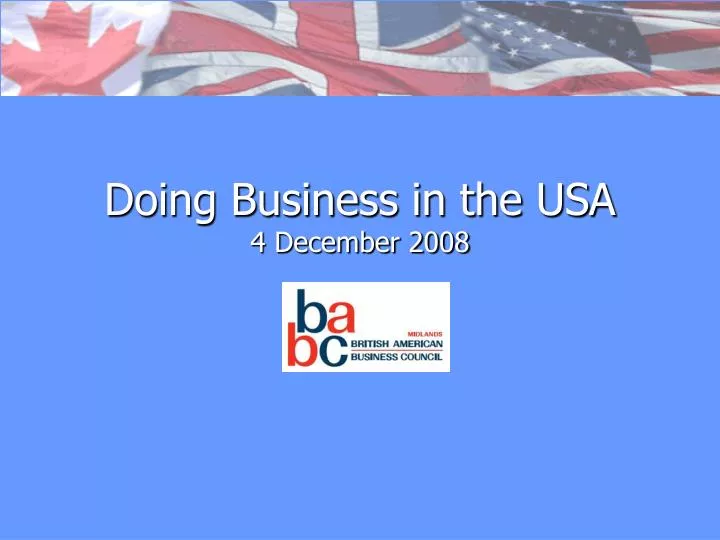 doing business in the usa 4 december 2008